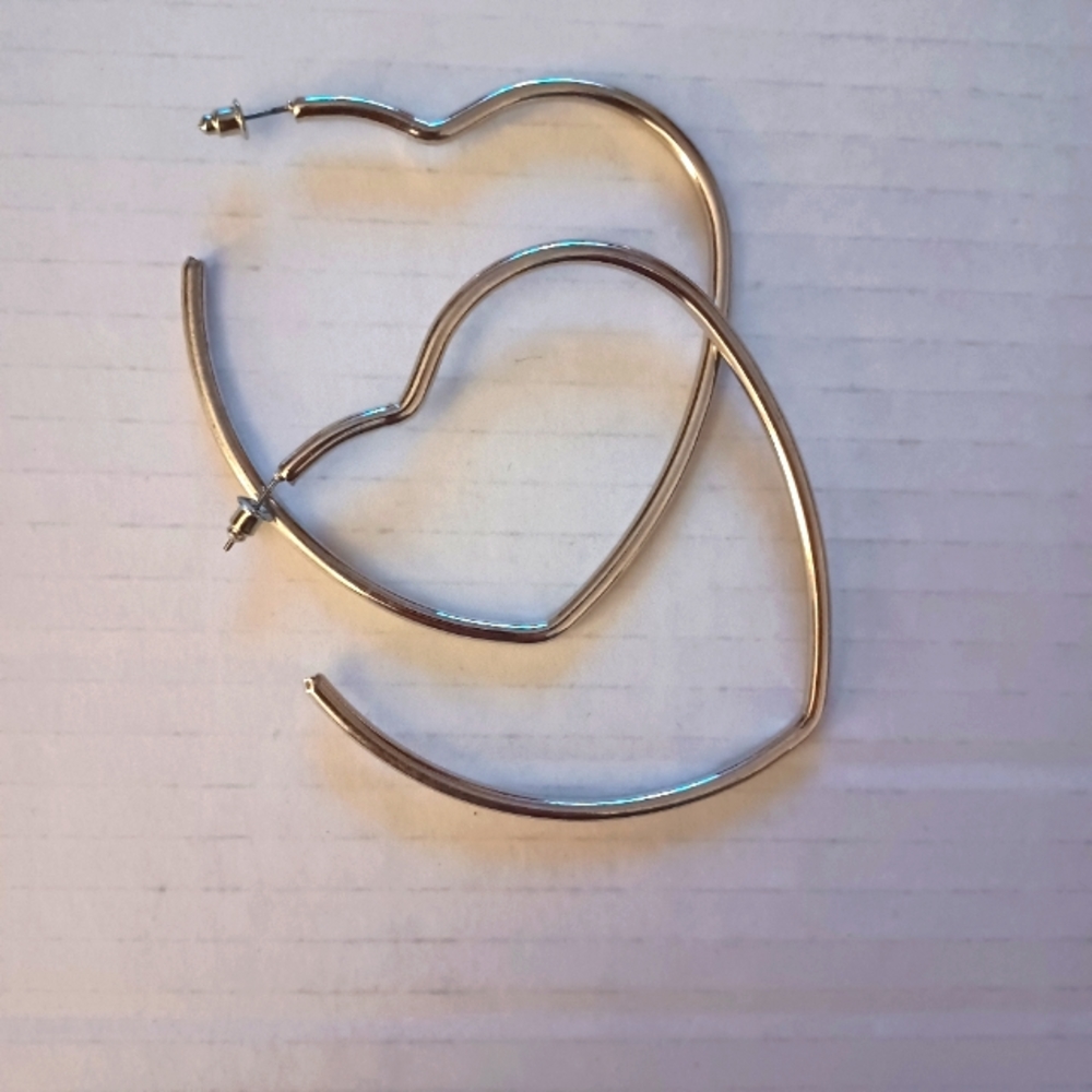 Heart Shaped Silvertone Earrings Large
